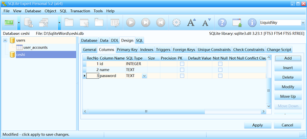 SQLite Expert中文版如何建表