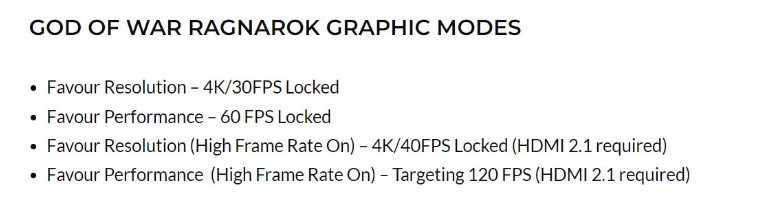 战神5共有4种画面模式 支持4K/40FPS