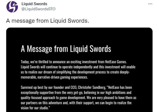 Liquid Swords工作室获网易投资 开发首款开放世界3A游戏