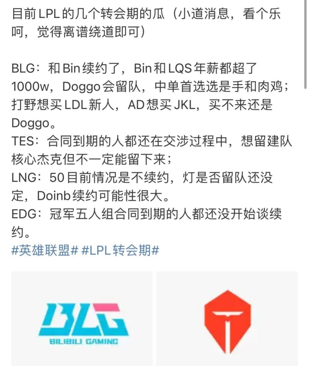 “LPL冬季转会期吃瓜图”火了，BLG斥巨资买选手，RNG分崩离析